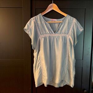 Calypso St. Barth Light Blue  silk Blouse